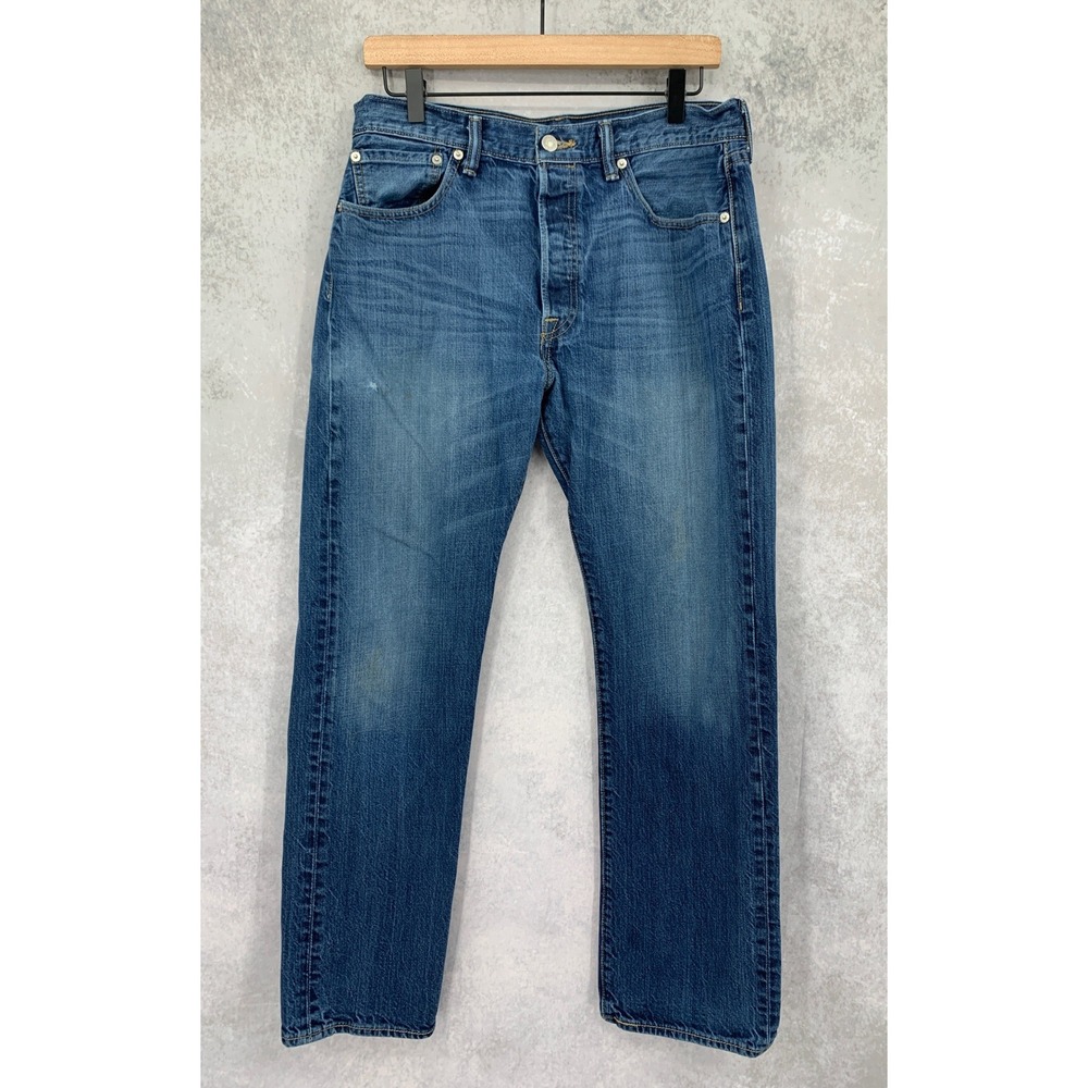 Levis 501 Jeans Mens 33x30 Blue Distressed Straight Leg Faded Denim Pants